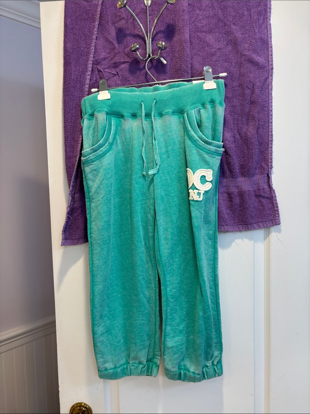 NWT Teal Drawstring Jogger Sweatpants with Patch Detail